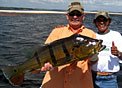 Rio Negro Amazon home of giant peacock bass like this 24 1/2 pounder caught by Dave Gizzi with guide Rico