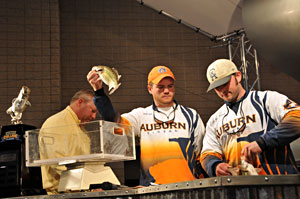 Auburn University team anglers weigh-in during the 2010 Bassmaster College Classic Auburn University team anglers weigh-in during the 2010 Bassmaster College Classic