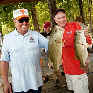 Bill Dance and Jerry McKinnis show off a couple of their big bass caught during the All-Star Week Legends tournament Bill Dance and Jerry McKinnis show off a couple of their big bass caught during the All-Star Week Legends tournament