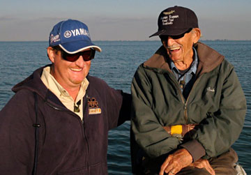 Dan Kimmel and Fresh Water Hall of Fame Legendary Guide Bob Brunner share a moment while musky fishing Lake St Clair October 2010 Dan Kimmel and Fresh Water Hall of Fame Legendary Guide Bob Brunner share a moment while musky fishing Lake St Clair October 2010
