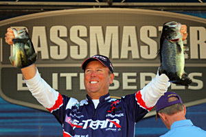 Elite angler David Walker holds down second place 4 pounds behind the leader Dean Rojas after day three on Toledo Bend Reservoir Elite angler David Walker holds down second place 4 pounds behind the leader Dean Rojas after day three on Toledo Bend Reservoir