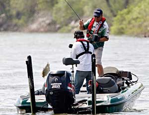 South Carolina bass pro Davy Hite flips a big smallmouth bass into the boat during his 2011 Elite series victory on Pickwick Lake South Carolina bass pro Davy Hite flips a big smallmouth bass into the boat during his 2011 Elite series victory on Pickwick Lake