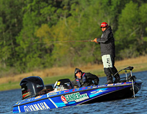Dean Rojas leads the Bassmaster Elite TroKar Battle on the Bayou fishing on Toledo Bend for the third consecutive day Dean Rojas leads the Bassmaster Elite TroKar Battle on the Bayou fishing on Toledo Bend for the third consecutive day