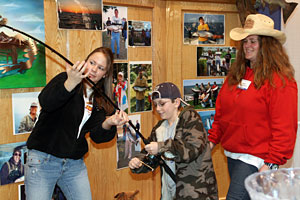 The fishing simulator allows visitors at the MUCC Outdoorama show in Novi to fight a large, virtual fish The fishing simulator allows visitors at the MUCC Outdoorama show in Novi to fight a large, virtual fish