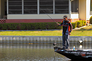 Gaithersberg Maryland Elite angler Grant Goldbeck brought in Saturday's largest limit at 22-15 moving into 2nd place Gaithersberg Maryland Elite angler Grant Goldbeck brought in Saturday's largest limit at 22-15 moving into 2nd place