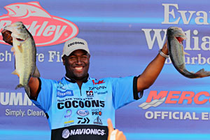 Ish Monroe jumps over Edwin Evers and Kevin VanDam to take the lead after day three of the 2011 Pride of Georgia Elite Series event Ish Monroe jumps over Edwin Evers and Kevin VanDam to take the lead after day three of the 2011 Pride of Georgia Elite Series event