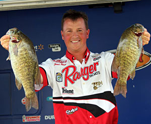 Although he ended up fishing shallower than he prefers, Jared Rhode put together the leading bag on day one Although he ended up fishing shallower than he prefers, Jared Rhode put together the leading bag on day one