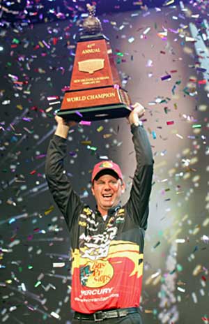 Fireworks, confetti and explosions greet 2011 Bassmaster Classic champion Kevin VanDam