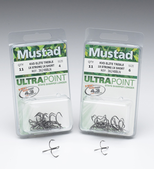 Mustad hooks new Ultra Point KVD Elite Trip Grip Treble