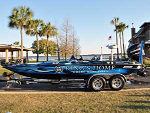Elite angler Randy Howell is raffling off his wrapped bass boat for charity to benefit Kings Home Elite angler Randy Howell is raffling off his wrapped bass boat for charity to benefit Kings Home