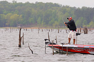 Little Rock Arkansas Elite angler Scott Rook fishes the wood on the Toledo Bend Reservoir Little Rock Arkansas Elite angler Scott Rook fishes the wood on the Toledo Bend Reservoir