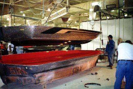 Ranger Boats cured hull lifted from mold rangerboats.com