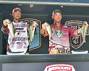 Virginia Tech's Carson Rejzer and Wyatt Blevins maintain the lead after day two of the 2011 Mercury College B.A.S.S National Championship Virginia Tech's Carson Rejzer and Wyatt Blevins maintain the lead after day two of the 2011 Mercury College B.A.S.S National Championship