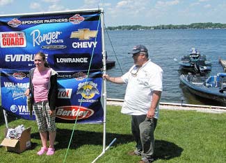 Jr competitor Kristen with a nice bass while proud pappa and TBF of MI board member Dave Reault looks on