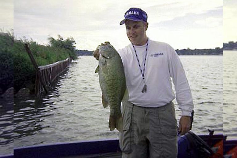 David Simmons of Yamaha with a big St. Clair smallmouth bass 1400