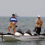 Wayne Carpenter and Frank Keller bass fishing Lake St. Clair 1400