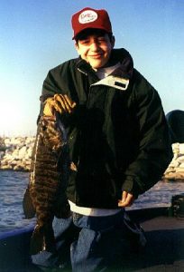 Bob with a Saginaw Bay smallie from the rocks.