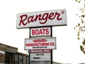 Ranger Boats factory store sign
