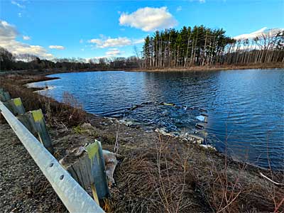 The weir structure on Upper Crooked Lake off Parker Road in Barry County, Michigan.