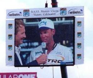 Kevin VanDam on the huge screen during the Chicago Bassmasters Classic. 