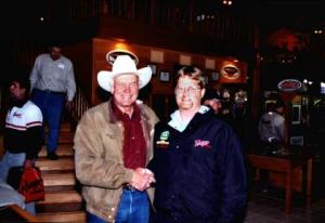 Who wouldn’t like a photo with Forrest Wood? Ranger Rep Pat Kleppert took this shot of Forrest & I in Forrest’s museum of memories. 