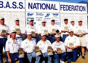 The 1999 MI State Team from the Green Bay BASS Northern Divisional. This great team dominated from start to finish to win. Pictured Front row (L to R): Andy Nowyorkas, Joe Colegrove, Bret Hoeksema, Brian Spear, Andrew Machiela; Back row: Miles Hanley, me, Brian Hopp, Mark Gomez, Mike Posthuma, overall champion Phil Jones, federation rep Jim Rice Sr, Jeff Englesman 