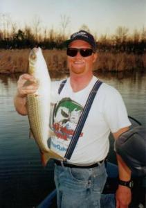 My Santee Cooper sunburn & a fish you won’t find in Michigan. Mark Gomez snapped this shot of my first freshwater mullet.