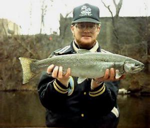 A downtown Lansing Grand River steelhead caught on a fall bass fishing trip in my much younger days.
