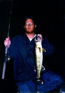 A decent walleye caught downtown Lansing in the Grand River on a Bomber 6A.